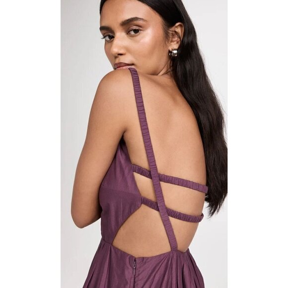 Jonathan Simkhai Collene Poplin Open Back Strappy Midi Dress Purple Size Medium - Picture 3 of 16
